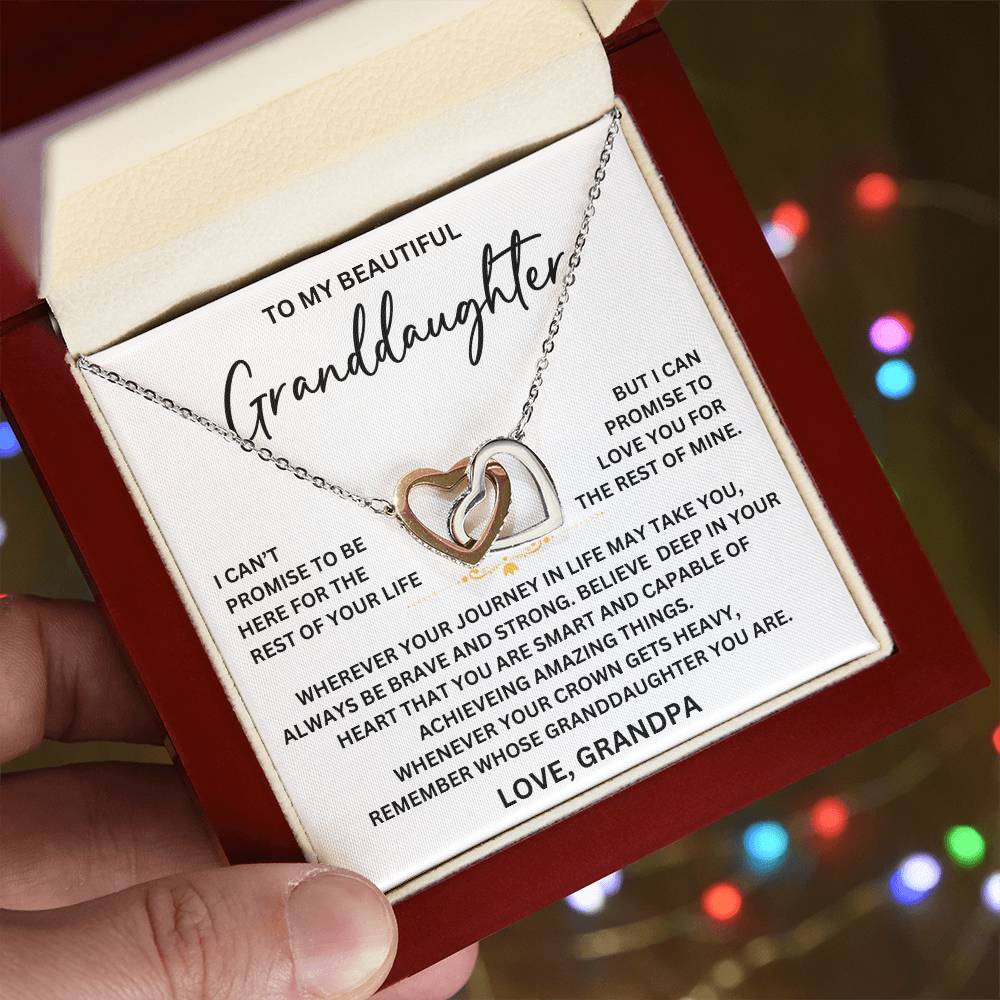 To My Beautiful Granddaughter - From Grandpa - Interlocking Hearts Necklace SS#0125