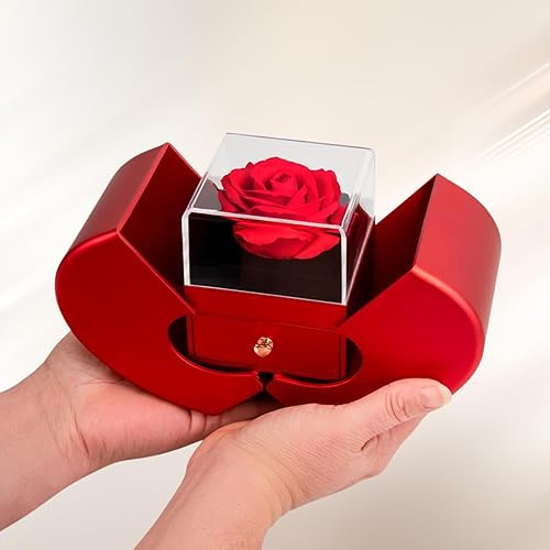 To my Daughter / From Dad Love Knot Necklace with Rotating Rose Box