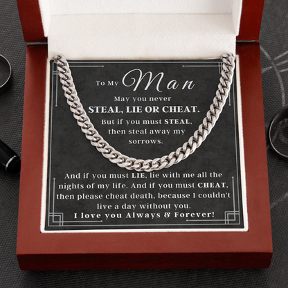 Never Steal, Lie, or Cheat Necklace For Boyfriend/Husband