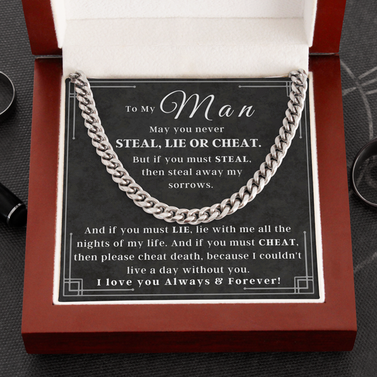 Never Steal, Lie, or Cheat Necklace For Boyfriend/Husband