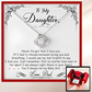 To my Daughter / From Dad Love Knot Necklace with Rotating Rose Box