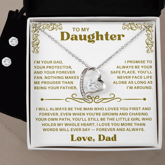 To My Daughter - Forever Love Neckalce With Free Zirconia Earrings