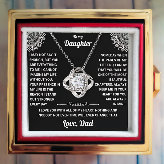 To My Daughter - From Dad - Rotating Rose Box Necklace Gift Set SS#28