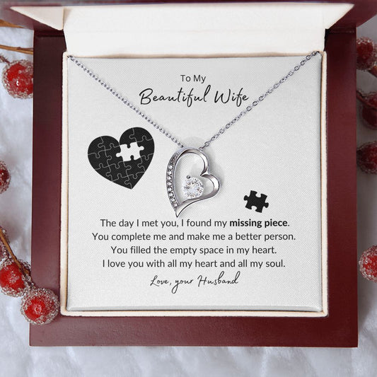 To My Wife - Missing Heart Piece Forever Love Necklace