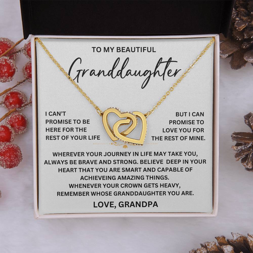 To My Beautiful Granddaughter - From Grandpa - Interlocking Hearts Necklace SS#0125