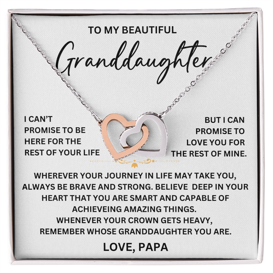 To Granddaughter / From Papa - Interlocking Hearts Necklace - SO#1124
