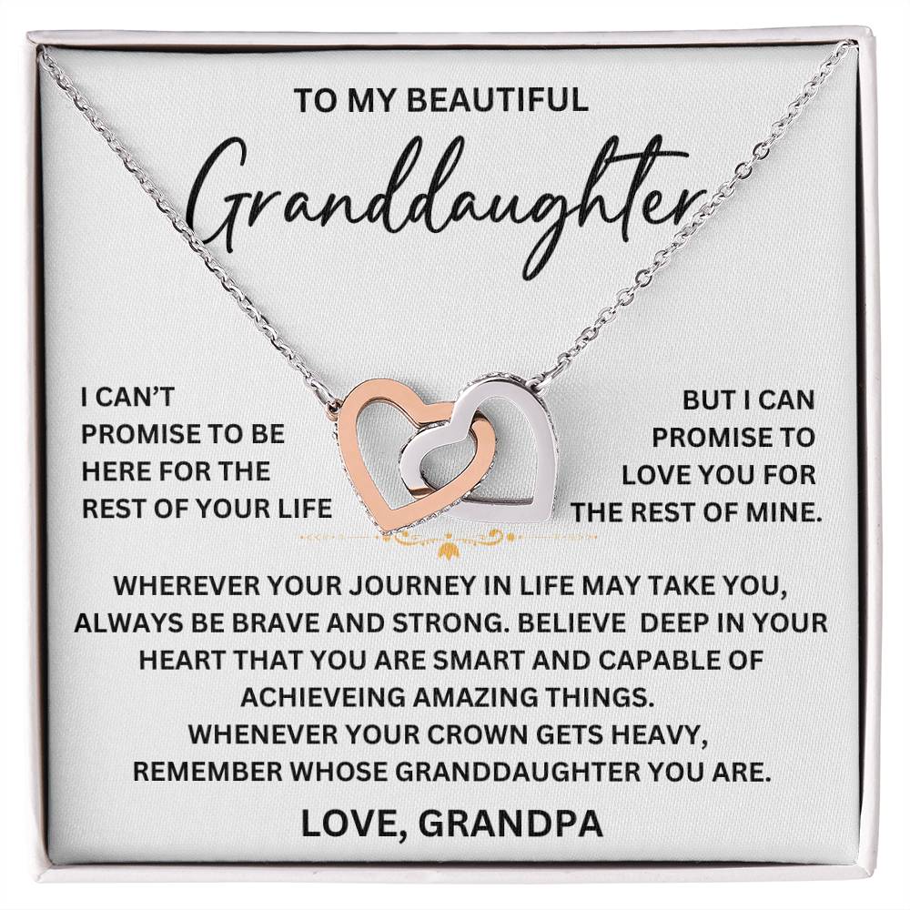 To My Beautiful Granddaughter - From Grandpa - Interlocking Hearts Necklace SS#0125