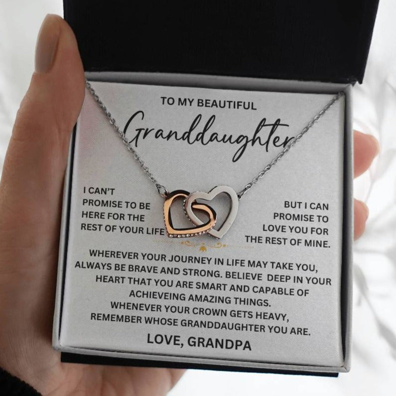 To My Beautiful Granddaughter - From Grandpa - Interlocking Hearts Necklace SS#0125