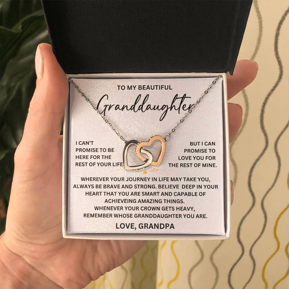 To My Beautiful Granddaughter - From Grandpa - Interlocking Hearts Necklace SS#0125