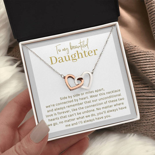 Sentimental Gift for Daughter - Interlocking hearts necklace - 02