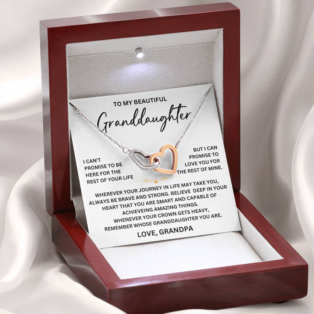 To My Beautiful Granddaughter - From Grandpa - Interlocking Hearts Necklace SS#0125