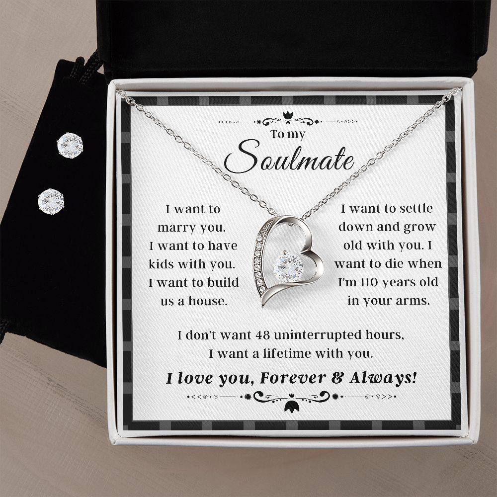 To My Soulmate Necklace With Free Cubic Zirconia Earrings