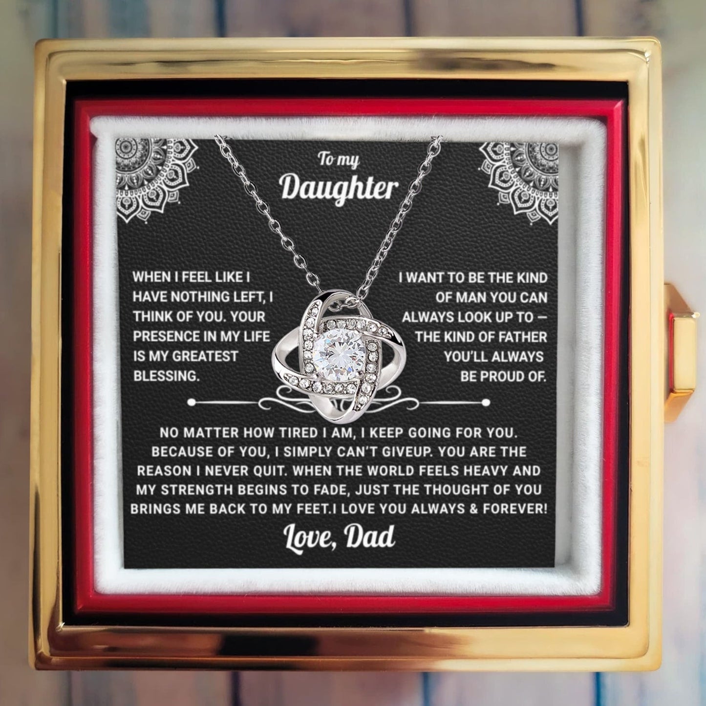 To My Daughter Rotating Rose Box Necklace Gift - SS#29