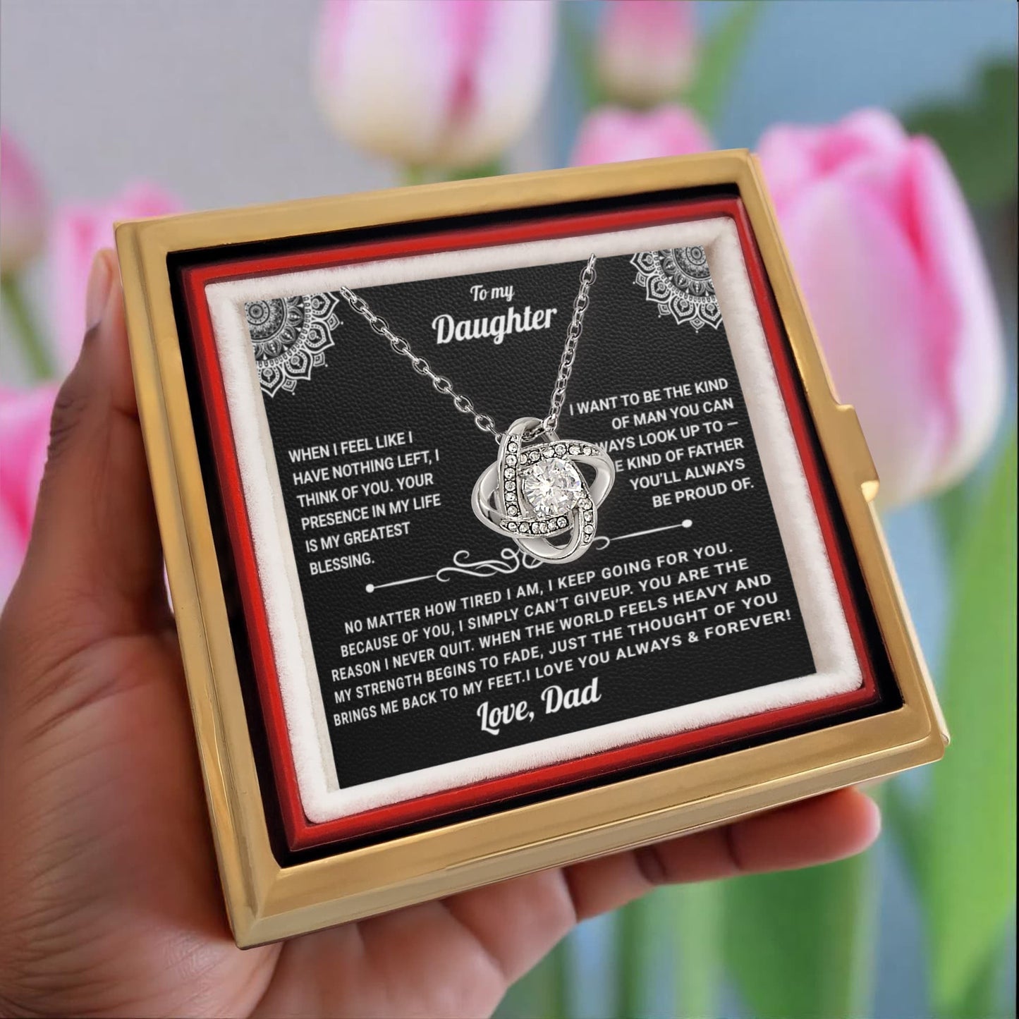 To My Daughter Rotating Rose Box Necklace Gift - SS#29